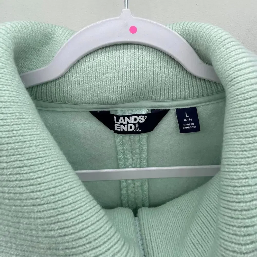 Land’s End Mint Green Cozy Boucle Fleece Pullover‎